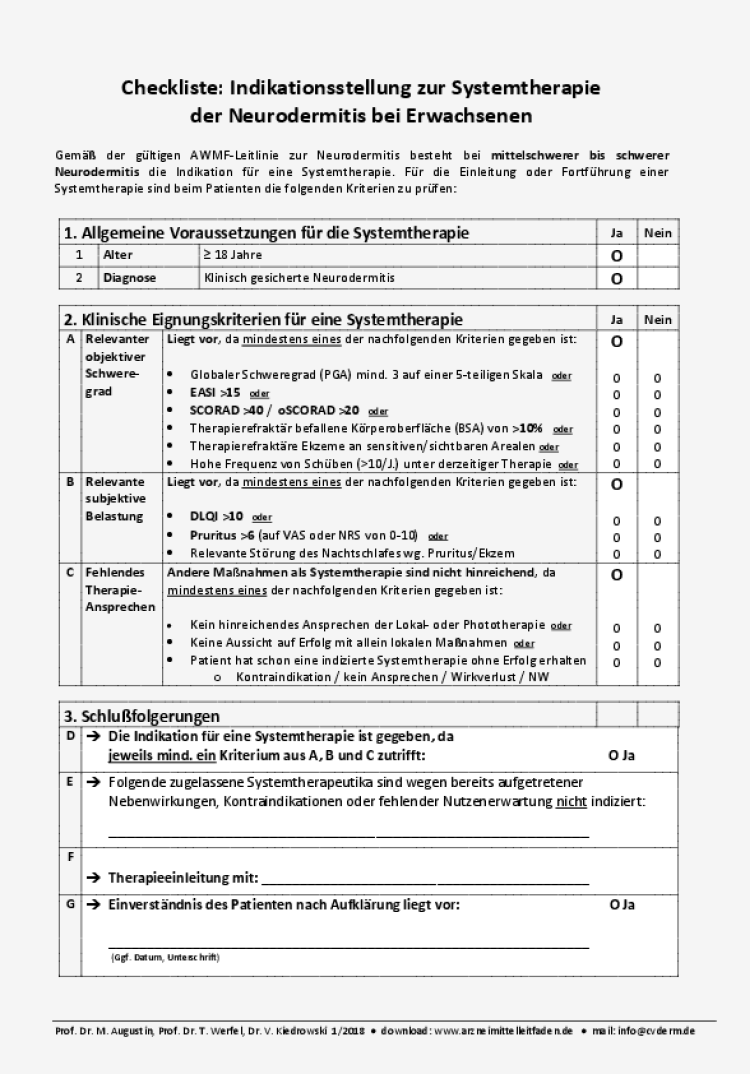 checkliste am therapie neurodermitis